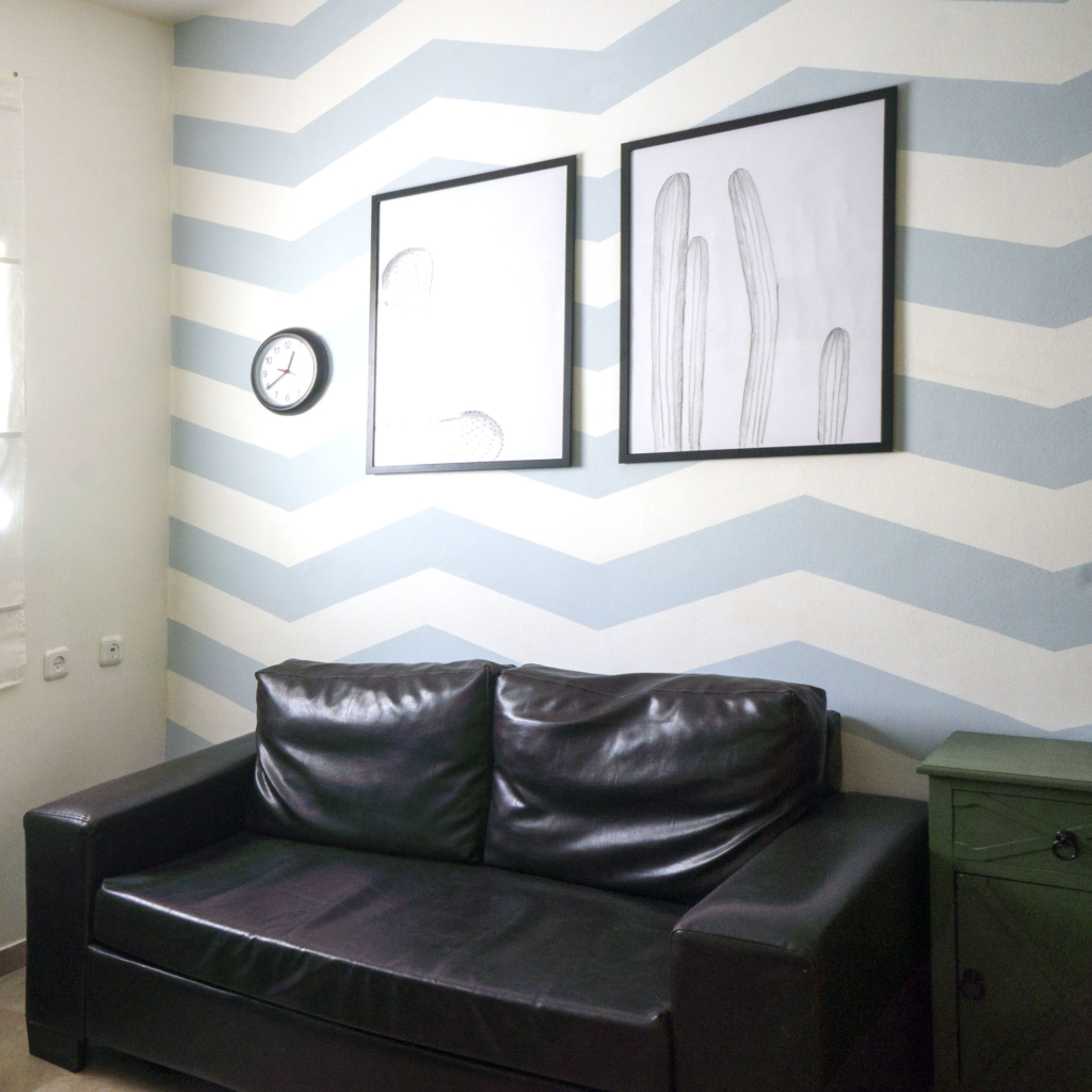 Chevron accent wall DIY zig zag home decor project on a budget