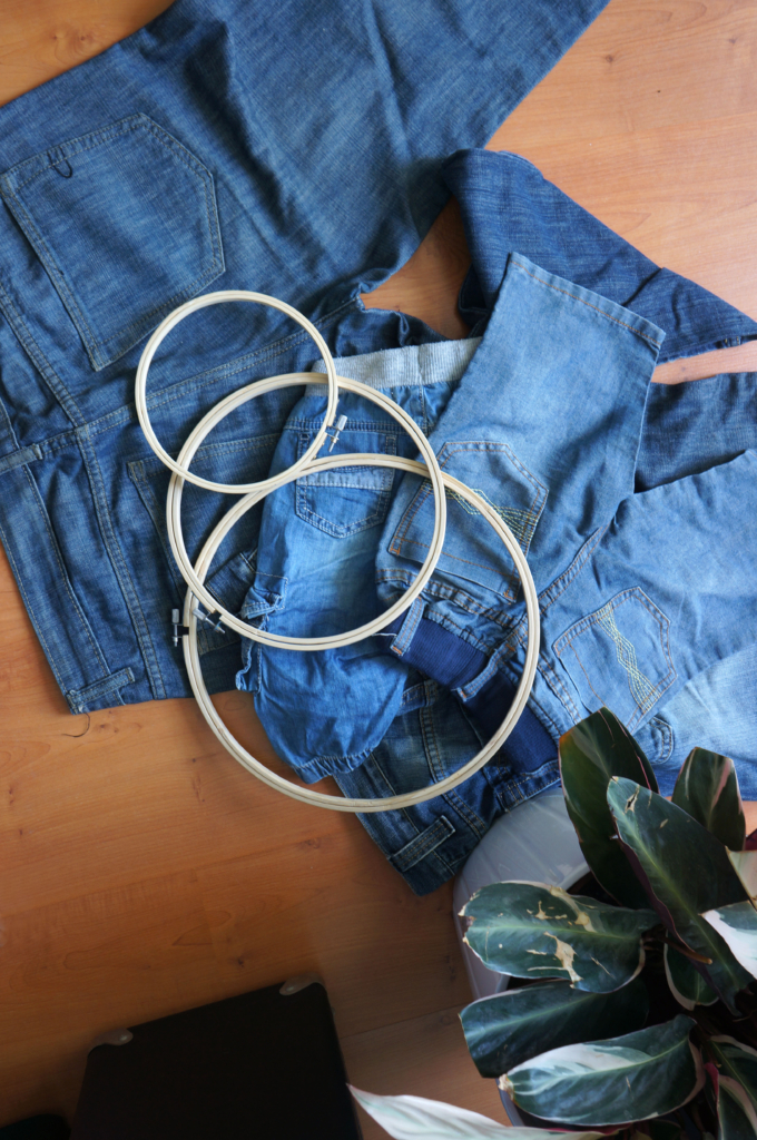 embroidery hoops ring recycled jeans hack