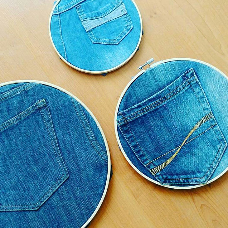 embroidery hoops ring recycled jeans hack