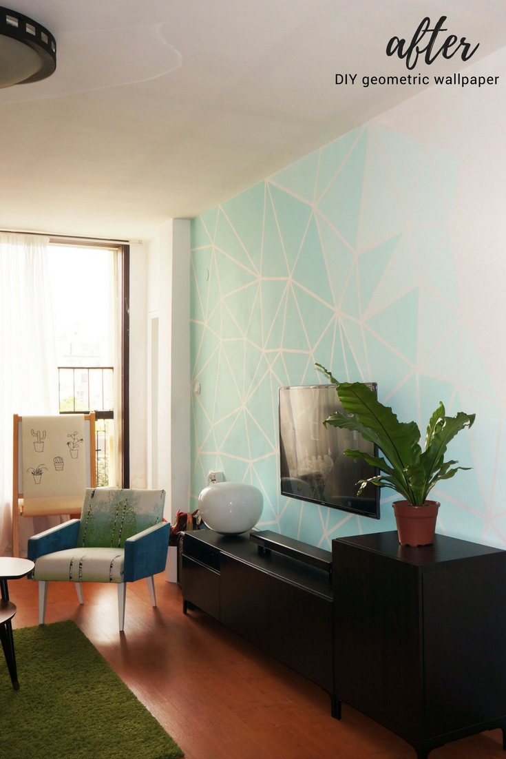 DIY gradient ombre geometric accent wall