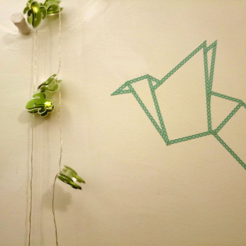 DIY washi tape origami bird wall art