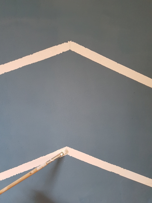 Blue chevron wall DIY